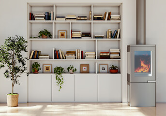 Fototapeta premium Large luxury modern bright interiors Living room mockup illustration 3D rendering Generated Color Image