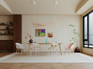 Fototapeta premium Large luxury modern bright interiors Living room mockup illustration 3D rendering Generated Color Image