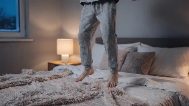 Medium shot of kids thermal pajamas featuring waffleknit material illustrating flexible and warm nightwear perfect for active sleepers during chilly evenings.