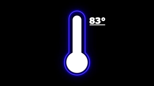 thermometer, temperature, 83 degree, celsius, neon, weather, climate, heat, cold, forecast, meteorology, digital, display, indicator, measure, measuring, gauge, sensor, equipment, technology, modern, 
