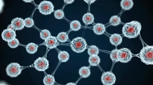 Spherical nanoparticles bonding and separating with slight vibration inside controlled microscopic environment illustrating experimental nanotechnology processes at molecular scale