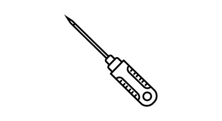 Obraz premium Screwdriver Tool Icon, Simple Line Art, Isolated on White Background