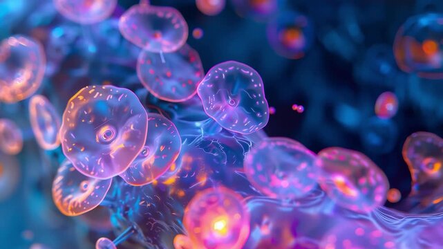 Vibrant microbial movement in luminescent underwater environment captured in dynamic sequence