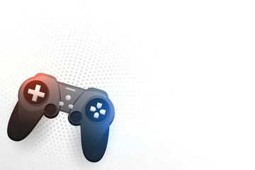 Modern gaming controller on halftone background with glowing light vector © Buddhadeb