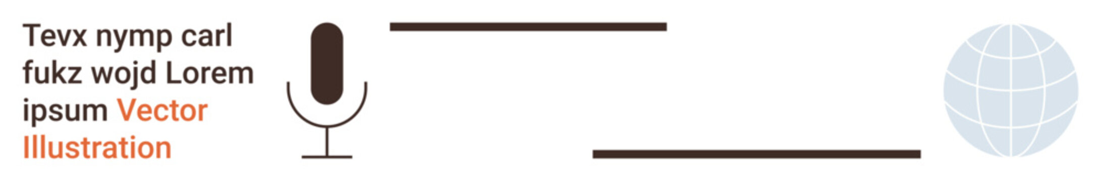 Communication, global interaction, voice recording, broadcasting, information sharing, digital media. A microphone, globe and text elements are . Communication and global interaction concepts