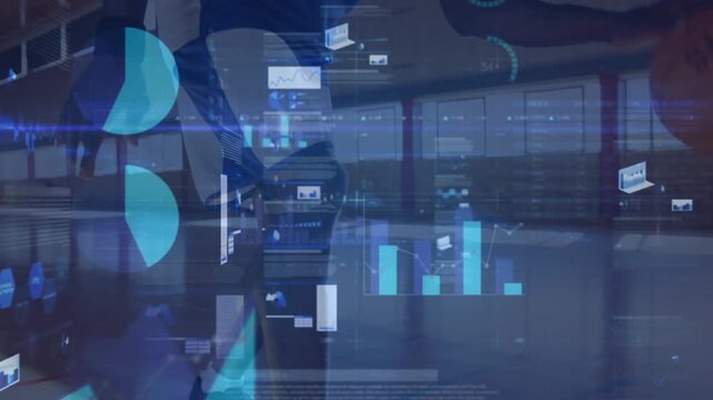 Animation of statistics and data processing over basketball game