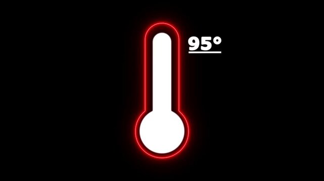 thermometer, temperature, 95 degree, celsius, neon, weather, climate, heat, cold, forecast, meteorology, digital, display, indicator, measure, measuring, gauge, sensor, equipment, technology, modern, 
