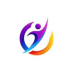 Naklejka premium Abstract human figure logo with vibrant gradient colors.