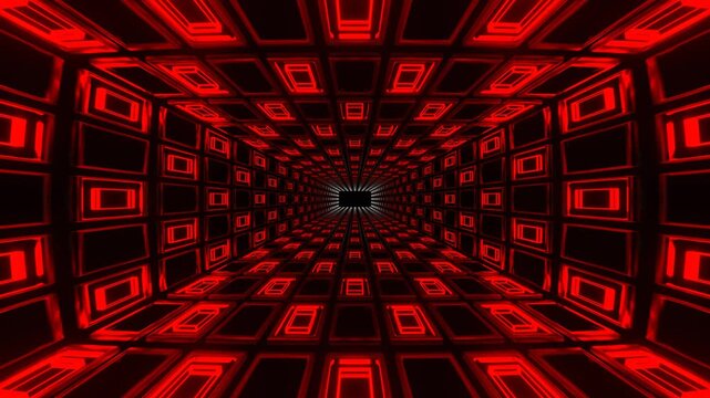 Red and White Neon Light Squares on Grate Background VJ Loop in 4K