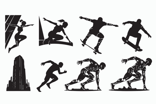 skateboarding-grunge-texture-action-silhouette