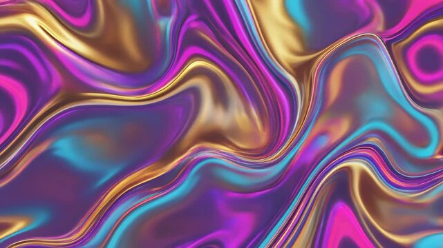 Iridescent liquid flow abstract background with vibrant metallic colors, Mesmerizing metallic waves with fluid gradient, Modern abstract art background featuring dynamic iridescent colors .