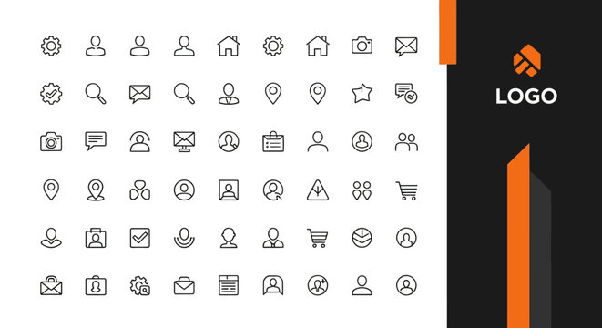 Collection of various modern flat icons.