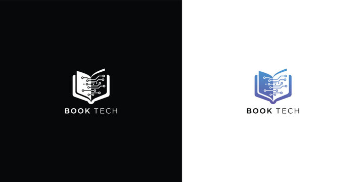 Book Tech Logo Design for Digital Learning E-learning Coding and Modern Technology.