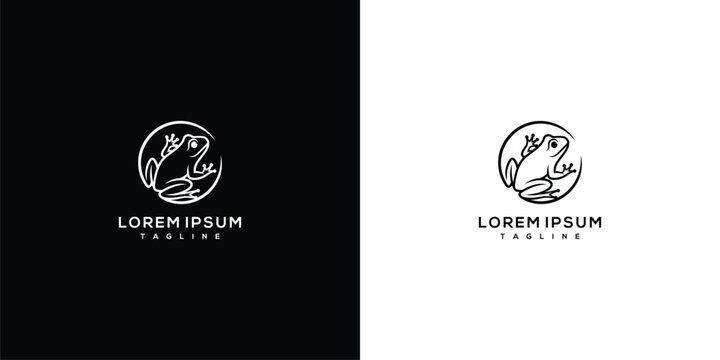 Sleek Frog Logo Vector - Modern Line Art Amphibian Icon for Nature and Business Branding.