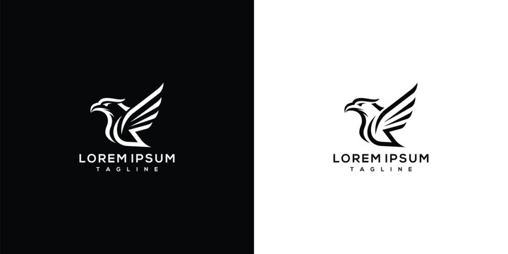Powerful Eagle Bird Logo Design. Modern Minimalist Vector Animal Symbol for Business Branding.
