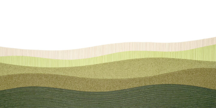 Abstract layered landscape background with green hills and textured wavy lines vector illustration for modern design