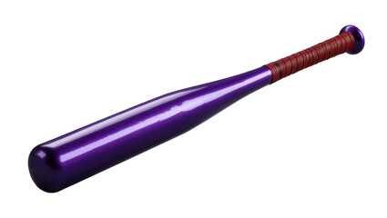 Fototapeta premium Isolated vibrant purple aluminum baseball bat with textured brown grip ready for sports activity