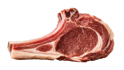 Isolated raw lamb chop with bone, fresh uncooked meat, gourmet food preparation ingredient © Aino
