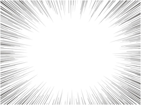 Manga Speed Line Burst Background with Radial Comic Effect Frame for Text Space 