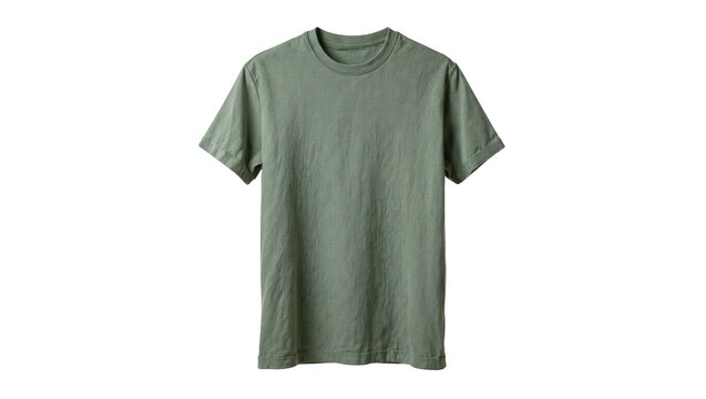 Isolated blank simple green cotton short sleeve round neck t-shirt comfortable casual wear