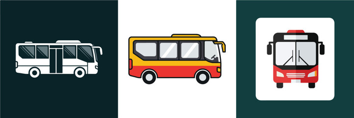 City bus symbol, flat vector design, clean geometric shapes, minimalist transit icon, white backdrop © nikaka
