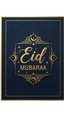 Eid mubarak greeting card with gold ornate design