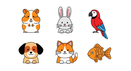Naklejka premium Cartoon animals illustration set on white