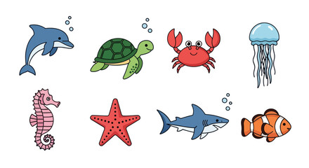 Cartoon aquatic animals collection © Fcraw