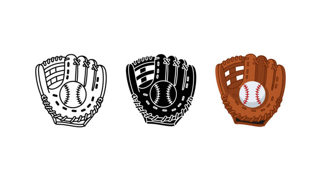 baseball glove with ball flat design vector illustration isolated on white background