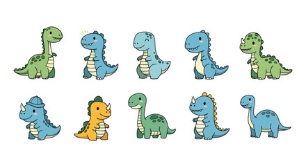 Cartoon dinosaurs in various poses © Fcraw