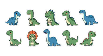 Cartoon dinosaurs set isolated on white © Fcraw