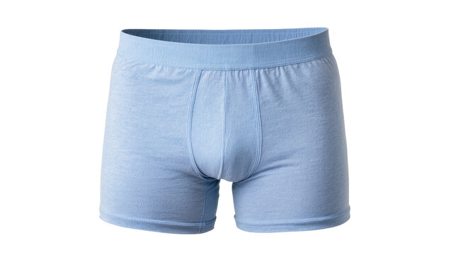 Isolated comfortable light blue ribbed cotton men's boxer brief underwear for daily wear