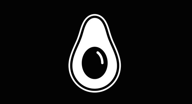 Avocado Simple Black and White Illustration.
