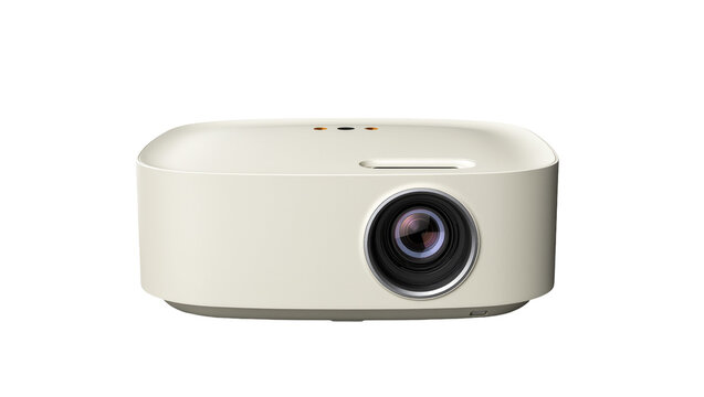 Isolated modern compact portable smart projector for home cinema and multimedia entertainment