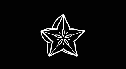 Obraz premium White Star Icon on Black Background.