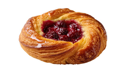 Isolated delicious fruit Danish pastry with sweet berry filling and golden flaky crust © Corman