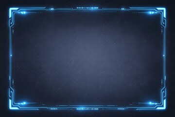 Obraz premium Futuristic Neon Tech Frame Background Blue Digital Interface Glowing Border