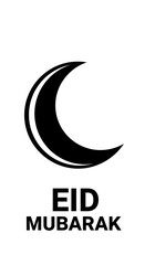 Obraz premium Eid mubarak greeting with crescent moon logo