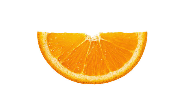 Isolated fresh ripe orange slice, juicy citrus fruit segment, vibrant healthy vitamin snack