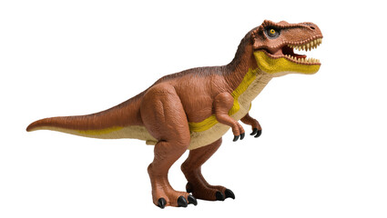 Isolated fierce tyrannosaurus rex dinosaur toy with open mouth and sharp teeth © Maria