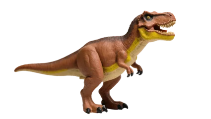 Fotobehang Dinosaurussen Isolated fierce tyrannosaurus rex dinosaur toy with open mouth and sharp teeth  © Maria