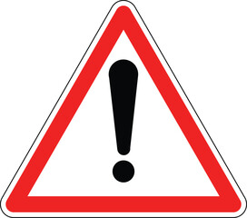General Danger (!) Warning Road Sign, European Red Triangle Traffic Symbol for Hazards and Road Safety, Editable Vector © Griffin9678