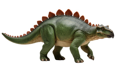 Isolated realistic prehistoric large green dinosaur standing, featuring impressive armored back plates © Maria