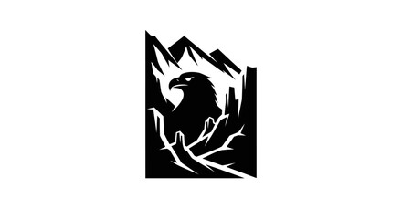 Obraz premium Eagle silhouette with mountains design