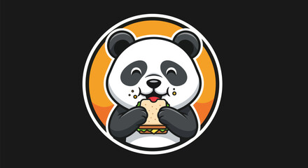Cartoon panda eating sandwich © Fullo