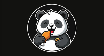 Cartoon panda enjoys chicken © Fullo