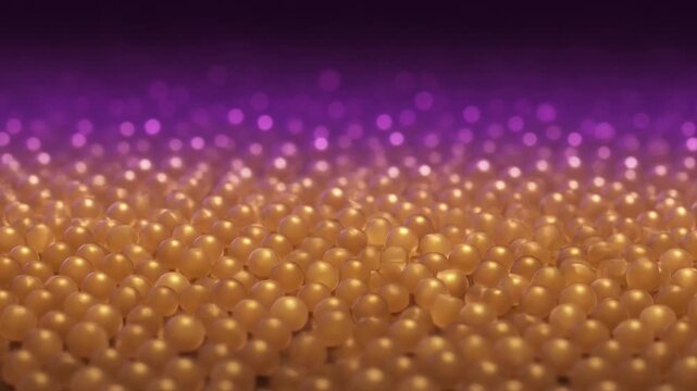 Gold sphere purple bokeh glitter background festive decoration abstract pattern golden bead holiday texture luxury design vibrant color celebration concept golden sphere abstract background glitter