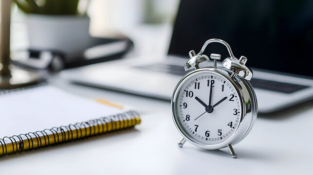 alarm clock and notebook