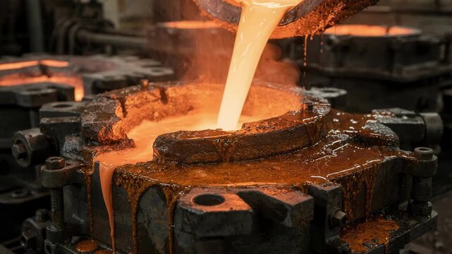 Close medium shot capturing hightemperature petroleum mold release compound in use emphasizing heat resistance and durability during metal casting processes.