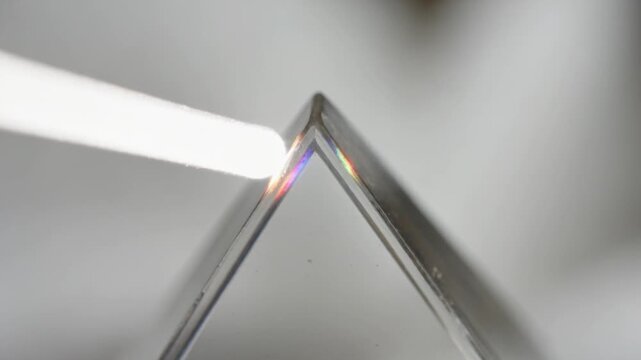 Light Beam Refraction and Dispersion Through a Triangular Prism in a Science Experiment.
